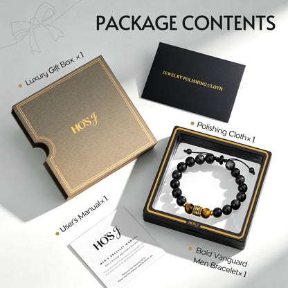 Men's Natural Stone Beaded Bracelet Adjustable Wax Cord Sliding Knot